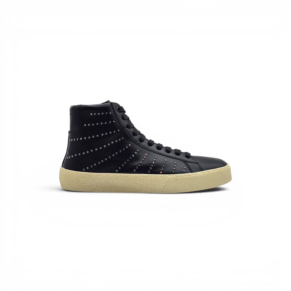 Saint Laurent Court Hi Top Women's Sneakers Studded Black SL/06M - Picture 3 of 9